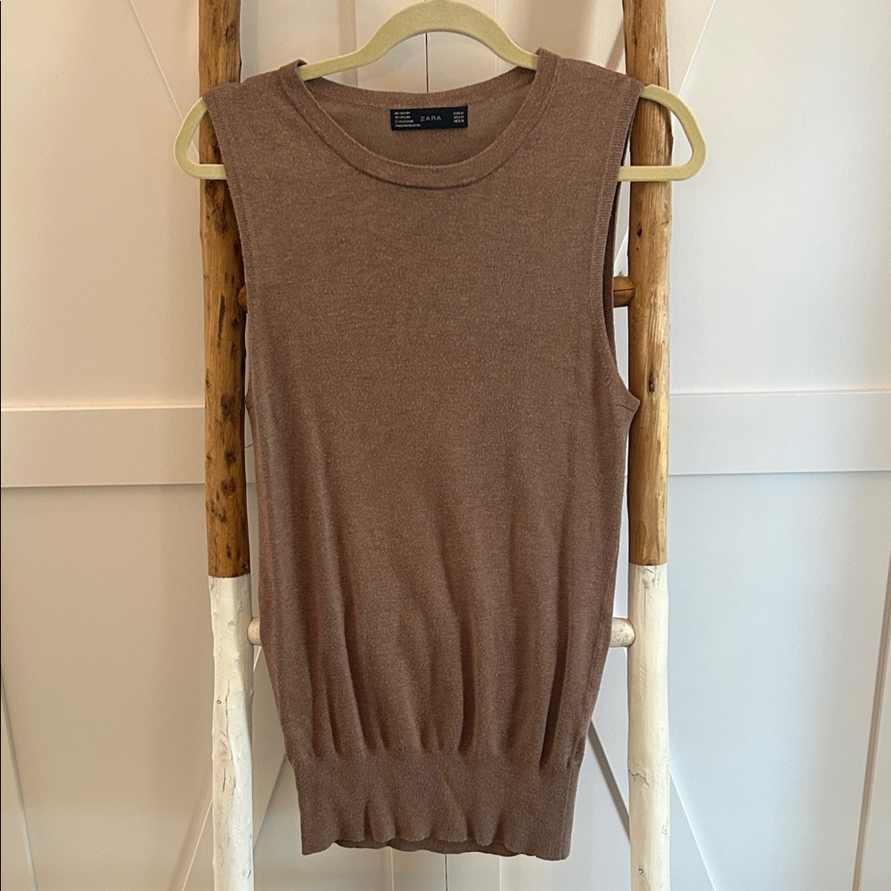 Zara Tan Sleeveless Knit Tank Top